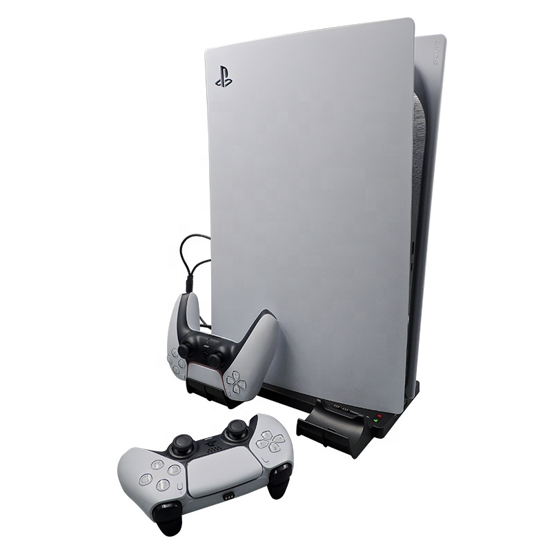Vertical Stand for <strong>PS5</strong> for Playstation 5 With DualSense Controller Charger Station <strong>2</strong> Hub Port