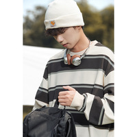 American Retro Style Pullover Hoodie pour Hommes Femmes Contrast Stripes Design Loose Casual Jacket Long 100% Cotton Terry XS-XL for