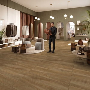Carreaux de porcelaine effet bois brun café 24x48 pouces, collection pour sols et murs, finitions brillantes et mates - Product Image 2