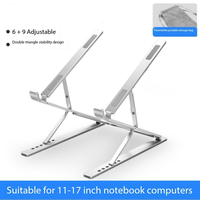 Support d'ordinateur portable de bureau en alliage d'aluminium, pliable, portable, avec rangement, réglable en hauteur et en angle