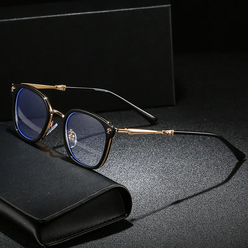 उच्च गुणवत्ता वाले लक्जरी फैशन रेट्रो TR90 पुरुष चश्मा ब्रांड डिजाइनर एंटी ब्लू लाइट महिला चश्मा फ्रेम 2024