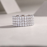Bagues fines 2MM en Moissanite VVS à 5 rangs pour femmes, en argent sterling 925 plaqué or blanc, anti-ternissement, bijoux superposés pour hommes