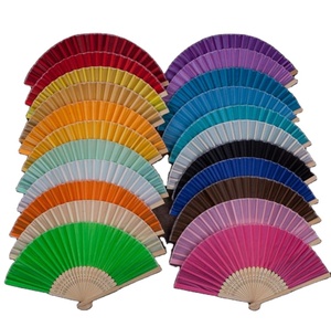 Abanicos de Mano Plegables de Bambú Personalizados al por Mayor, Abanicos de Tela de Seda Blanca para Bodas, Recuerdos de Boda para Novias - Product Image 1