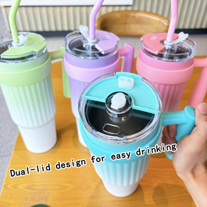 Gradient Color 40Oz Stainless Steel Vacuum Insulated Tumbler With Straw For Car Home Office Travel - Product Image 2
