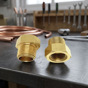 Brass Water Threaded Pipe Fittings <b>Plumber</b> System Reducing Hex Nipple Coupler Adapter BSPT Male Non-swivel Socket Smooth Low OI - Product Image 3