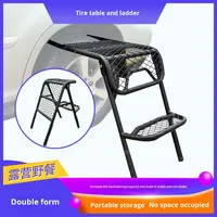 Echelle pliante multifonctionnelle en fer pour l'extérieur Echelle à pneus Table de camping Design moderne Pliable Caractéristique Métal durable pour l'extérieur