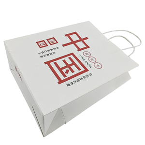Bolsa de Regalo China en Stock, Bolsa de Papel Kraft Blanca con Asa para Compras y Llevar Comida - Product Image 6