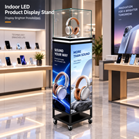 Vitrine d'exposition commerciale intérieure à LED avec écran publicitaire mobile et armoire en verre pour la promotion de la marque de bijouterie