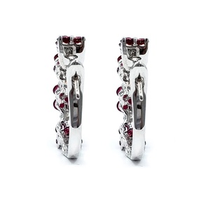 Boucles d'oreilles créoles en or blanc 18 carats massif avec rubis naturels et diamants VS, motif floral, fabrication OEM sur mesure, luxe haut de gamme, cadeau pour mariée ou épouse - Product Image 3