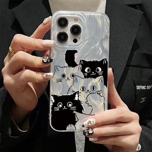 Ốp điện thoại hình mèo dễ thương tương thích với <span class=keywords><strong>iPhone</strong></span> 17 17AIR 16 PRO 15 14 13 12 11Pro Max XR XS 7 8 PLUS, chất liệu PC, chống sốc - Product Image 4