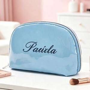 Trousse de Maquillage Imperméable en Cuir Verni pour Femme, Sac de Voyage en Forme de Croissant pour Mariée, Organisateur de Toilette Portable, Étui de Rangement Beauté - Product Image 4
