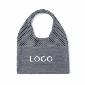 Chic Boho Dệt Kim Vải Tote Túi Bãi Biển Cho Phụ Nữ Cô Gái Thẩm Mỹ Crochet Vai Túi Tay Có Thể Tùy Chỉnh Logo - Product Image 4