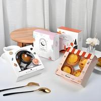 Boîtes à cupcakes en papier kraft blanc personnalisées écologiques, boîte à tartelettes aux œufs 2/4/6 pièces pour l'emballage avec fenêtre