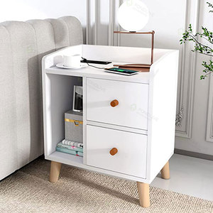 Square Bedroom Sets Luxury Hotel Solid Wood Nightstands <strong>Side</strong> <strong>Table</strong> Modern with Drawers - Product Image 1