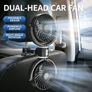 Ventilador de Coche para Reposacabezas de 3000mAh, <span class=keywords><strong>Motor</strong></span> Silencioso, 3 Velocidades, Rotación Telescópica, Universal para Vehículos, Doble Cabezal, ABS - Product Image 4