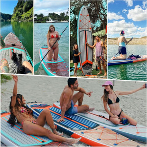 Vente Flash : Planche de Stand-Up <span class=keywords><strong>Paddle</strong></span> <span class=keywords><strong>Gonflable</strong></span> Longue IBoard ISUP <span class=keywords><strong>Rose</strong></span> Effet Bois pour Lacs et Rivières, Technologie Drop Stitch, Haute Visibilité - Product Image 5