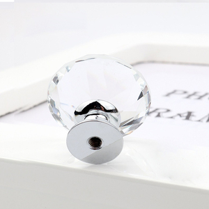 30mm temizle cam kapı kolu ve tokmağı topuzlar-kristal elmas çekmece çeker-gümüş taban Dresser mutfak için kolları, banyo, mobilya - Product Image 4