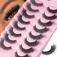 8 paires de faux cils 3D en faux vison, épais, naturels, volumineux, doux, légers, avec bande noire, pour femmes, maquillage Y08