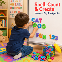 Kit de puzzle de lettres de l'alphabet éducatif pour l'orthographe avec tableau magnétique double face et aimants de réfrigérateur