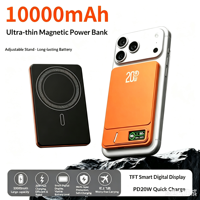 Batterie externe magnétique en alliage 20W avec support pliable 10000mAh, entrée/sortie Type-C, compatible avec les smartphones magnétiques