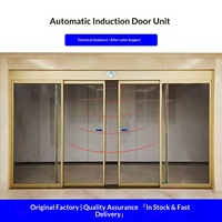 Unité de porte à capteur automatique avec contrôleur de moteur pour porte coulissante en verre trempé, rail en alliage d'aluminium, design moderne et épuré