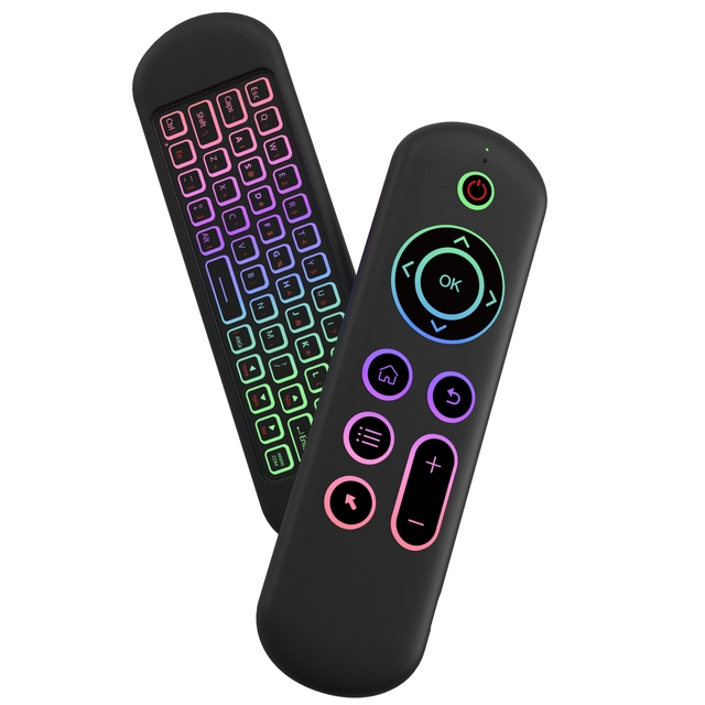New Arrival Simple Fasion Design 2.4g&BT 5.2 Dual Mode Airmouse M5 Wireless air Mouse with Mini Keyboard and Backlight Remote