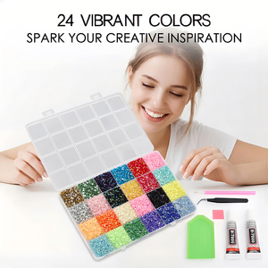 Set de Diamantes de Imitación para Manualidades con Adhesivo para Joyería, 24 Colores Vibrantes, Diamantes de Resina, Herramientas Completas para Pintura de Diamantes, para Arte DIY - Product Image 1