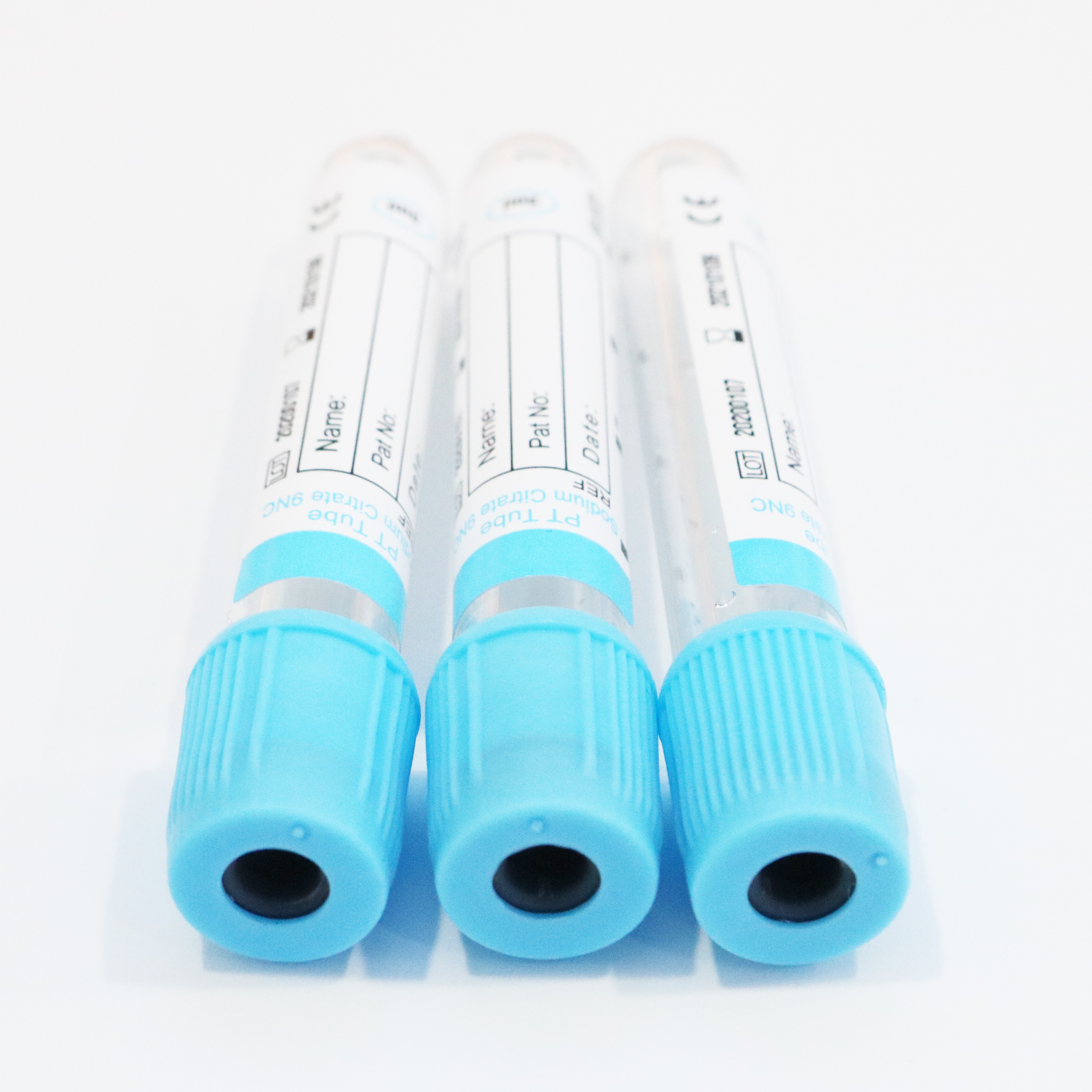 Tubo de colección de sangre de prueba PT de color azul de vidrio/PET para examen clínico