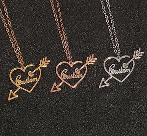 Collares de Acero Inoxidable con Nombre Chapado en Oro Personalizados, Joyería con Palabras Personalizadas, Collar de Corazón para Parejas, Regalos para Mujeres - Product Image 5