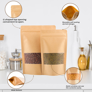 Sac d'emballage alimentaire - Sac à fond plat avec fenêtre transparente, impression en gravure sur papier <span class=keywords><strong>kraft</strong></span>, fermeture à <span class=keywords><strong>zip</strong></span> - Product Image 2
