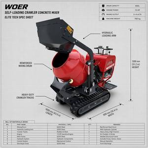 Mini Mezcladora de Concreto <span class=keywords><strong>Autocargable</strong></span> Voer con Camión Volquete, Mezcladora de Concreto a Gasolina, Maquinaria de Construcción, Mezcladora de Concreto Pequeña - Product Image 2