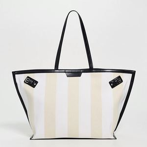 Days Carryall Striped Canvas Custom Embroidery DIY <b>Large</b> Travel Handbag Women Shopping Shoulder <b>Bags</b> Weekender <b>Beach</b> Summer - Product Image 5