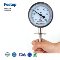 Thermomètre industriel bimétallique WSS-401 en acier inoxydable et plastique, sonde 0-150°C, 300mm, OEM, pour chaudière, tuyau, four, température