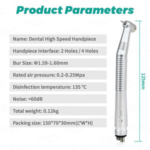 Turbina de Aire de Alta Velocidad Dental con 4 Orificios |   Cabezal Cerrado Anti-Succión |   Tipo de Botón/Palanca, Rodamiento Cerámico - Product Image 6