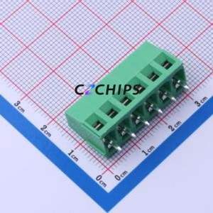 MX128-5.0-06P-GN01-Cu-Y-A Screw Terminal Block Through hole Component (THT),P=5mm Connector 1x6P 5mm Green Through Hole - Product Image 1