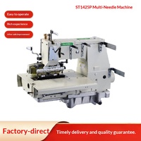 Machine à coudre surjeteuse multi-aiguilles entièrement automatique ST1425P pour matériaux épais, configuration à lit cylindrique