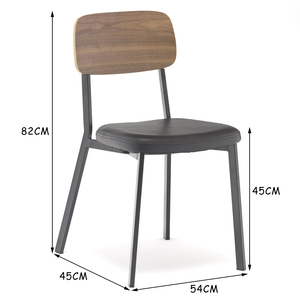 Juego de Mesa y Sillas de Comedor Industriales para Restaurante, Estructura Metálica con Acabado en Madera, Asientos Apilables, Muebles Duraderos - Product Image 4