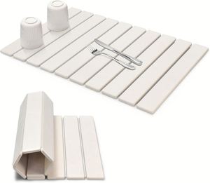 Tapis de bain carré rayé à séchage rapide, tapis de sol de luxe pour la maison - Tapis de bain pliable en pierre de diatomite naturelle antidérapant - Product Image 1