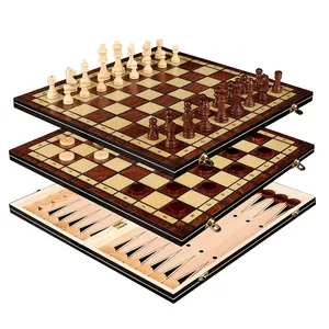 Multiple Größen verfügbar Luxus hölzernes Schach und Backgammon Spiel-Set faltbar hölzernes Schachset Brett Spiel handgefertigt tragbar