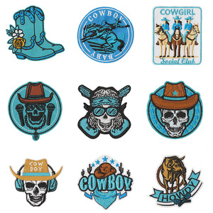 Parches Termoadhesivos Bordados en 3D Estilo Vaquero del Oeste, Certificación CE, Diseño de Calavera, Caballo, Bota de Vaquera, Logotipo Personalizado para Chaqueta Vaquera, Sombrero, Bolso - Product Image 2