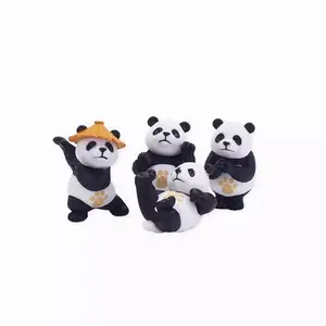 Dihua brinquedo de plástico para animais em PVC, bonecos pequenos de Kungfu Panda, brinquedo fofo personalizado preto e branco