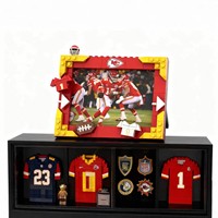 Cadre photo de construction en blocs, compatible football américain, cadeau créatif, idéal pour les fans de football, coupe de football