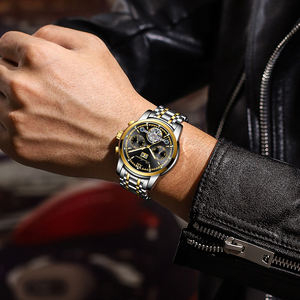 Montre automatique mécanique Poedagar 8051 en acier inoxydable, bracelet en cuir, étanche, lumineuse, pour homme - Product Image 3