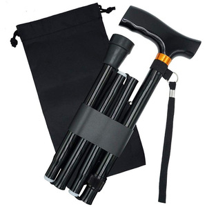 Canne de marche pliante en alliage d'aluminium, poignée antidérapante, béquille pour personnes âgées, support de randonnée portable C Z504 - Product Image 2