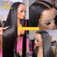Perruque Lace Front DKL 180% Densité Sans Colle Transparente Cheveux Vierges Européens Pré-Pluckée avec Baby Hair Ligne de Cheveux Naturelle pour Femmes