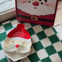 Ensemble d'assiettes à collation en céramique motif visage de Père Noël, plat à trempette avec moustache bouclée et nez, emballé en coffret cadeau, vaisselle de service pour les fêtes, vente en gros