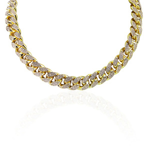 Mode plaqué or Chaîne de Liaison Cubaine HipHop glacé Cristal Chaîne Collier hommes design de mode simple chaîne en or collier - Product Image 6
