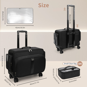 Relavel Large Rolling Cosmetics Storage Organizer Trolley <strong>Suitcase</strong> Professional Makeup Artist Bag with 4 <strong>Small</strong> Bag Makeup Case - Product Image 3