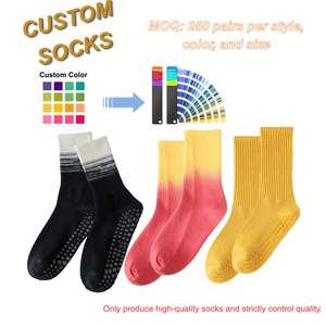 Calze sportive con Logo personalizzato in cotone con impugnatura Tie-Dye in gomma antiscivolo Pilates Design ad alta caviglia per la stagione estiva nuovo calzino sportivo - Product Image 3