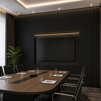 Panneau acoustique en bois noir WYRAX, panneau acoustique personnalisé en feutre PET pour cinéma, hôtel, mur acoustique